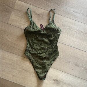 Green Camouflage Lingerie Bodysuit